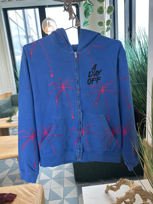Unisex Ceil Blue and Pink Palm Tree Logo Hoodie